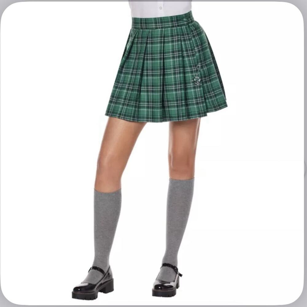 Harry Potter Spirit Green Plaid Pleated Mini Skirt Halloween Grunge Punk S/M
